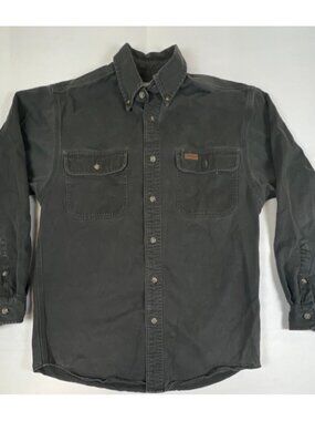 Carhartt Men Size S Gray Rugged Flex Canvas Button Down Work Shirt Long Sleeve